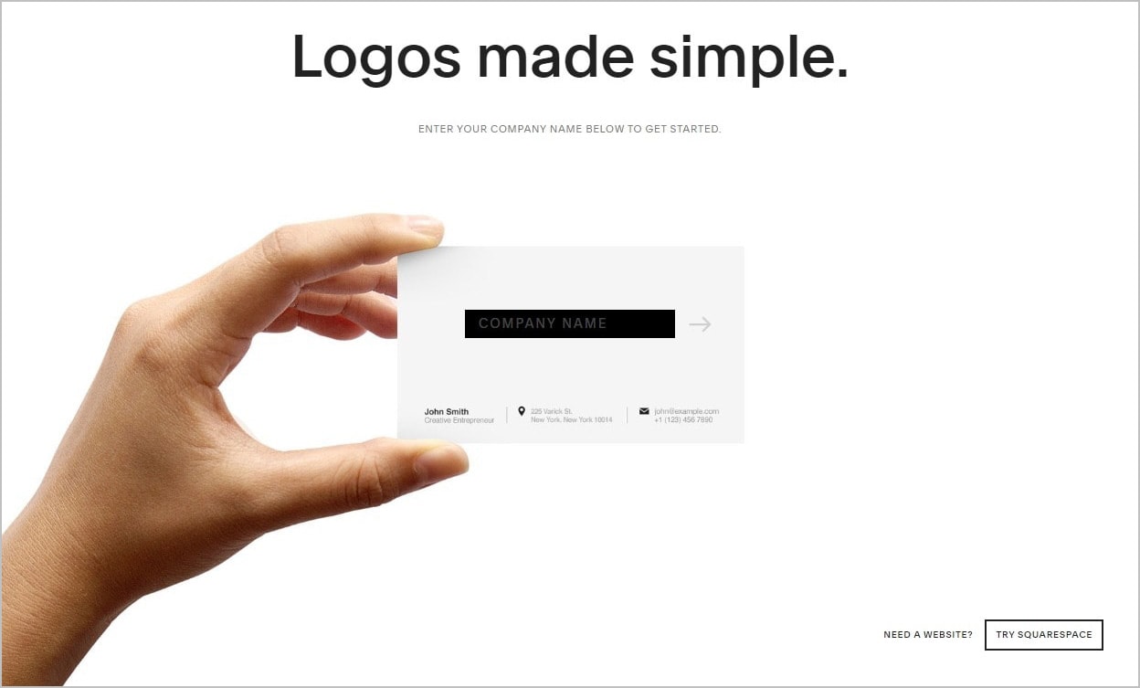 Squarespace Logo Maker homepage ekran görüntüsü